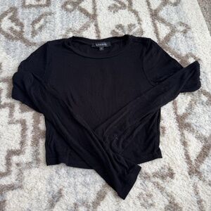 Cropped black long sleeve top